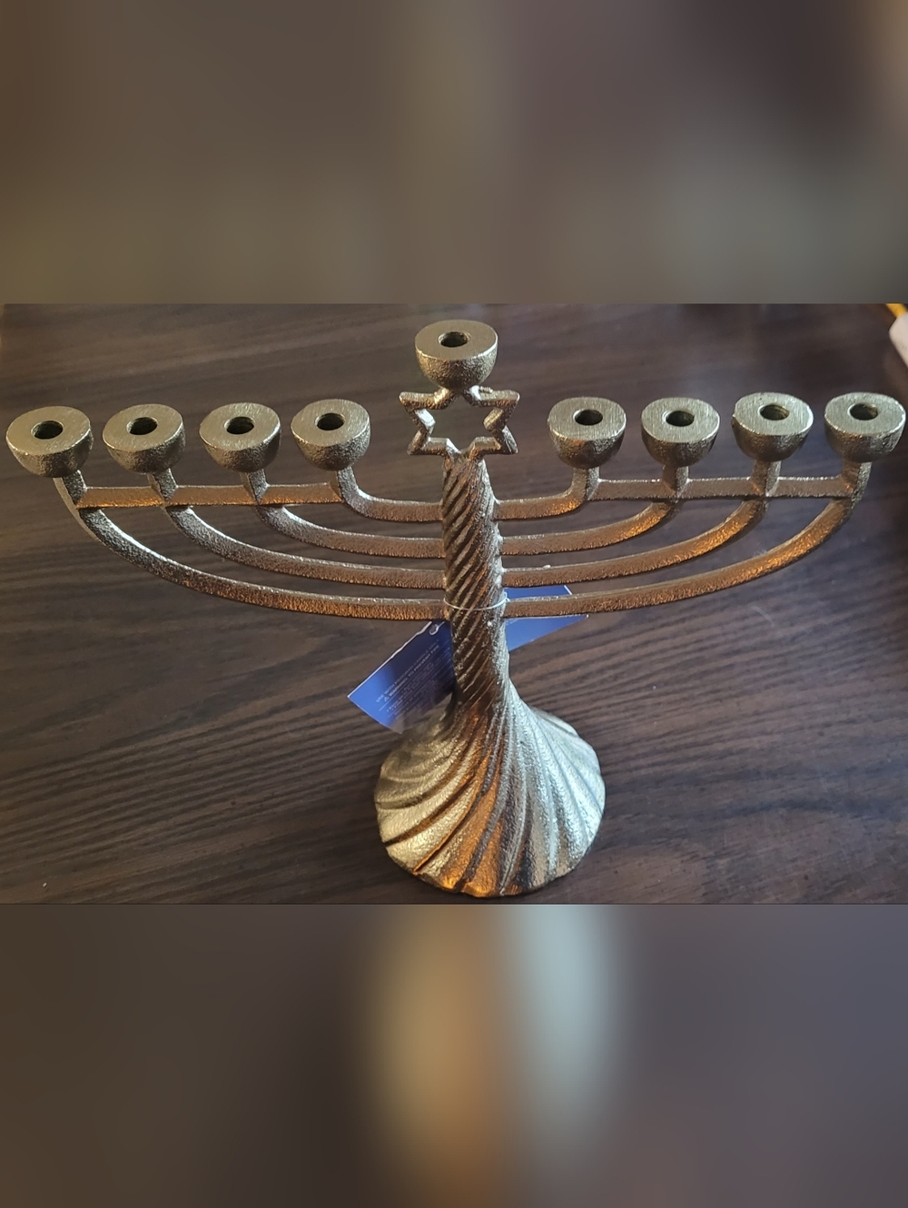 Ornate Gold Menorah Hanukkah Candle Holder - Decorative Home Accent